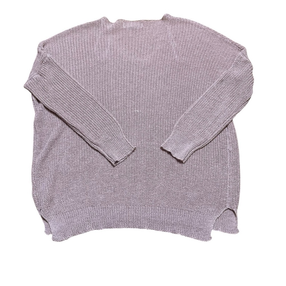 Lulu's | Eloise Dusty Pink V-Neck Loose Knit Sweater | Sz S - Picture 6 of 9